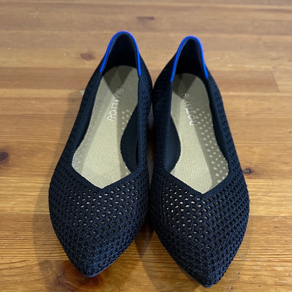 Rothy’s Black The Point Li -Noir Mesh  Size 8.5
